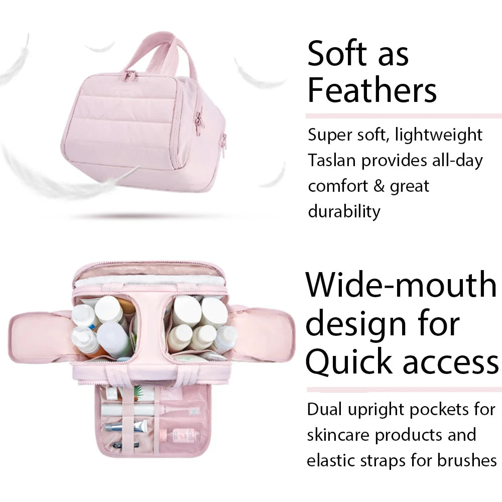 Waterproof women's travel cosmetic bag – large capacity wash bag, bathroom toiletries partition organizer