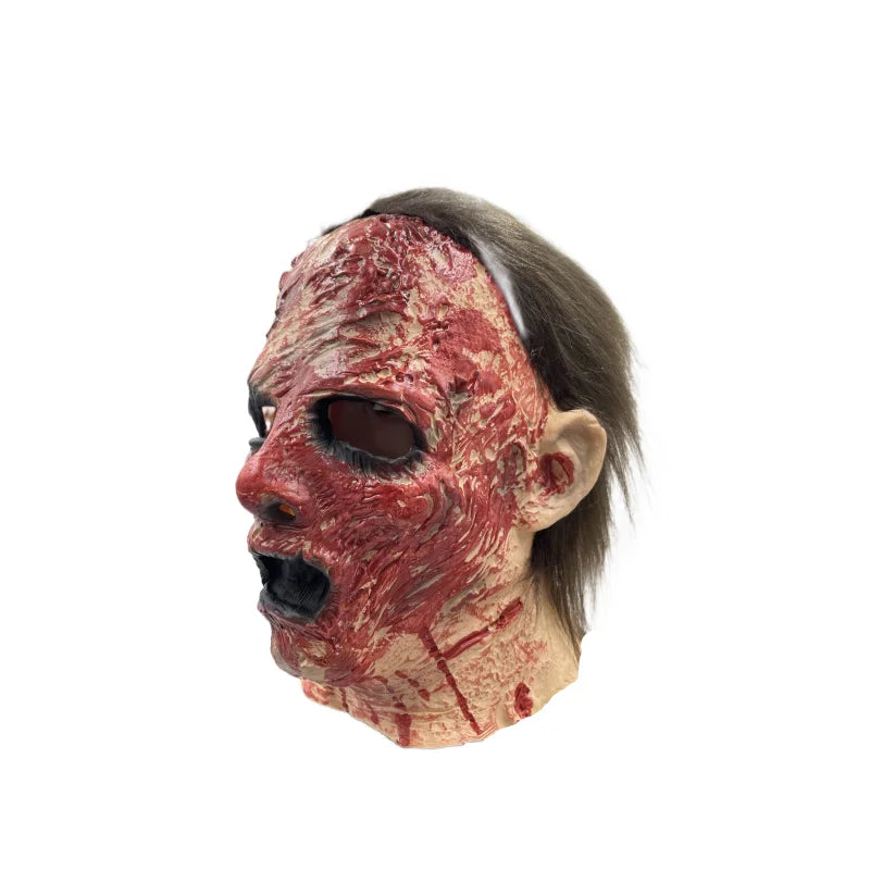 Bloedige slagersmasker van latex met horrortrauma en uitlopende bloeddetails voor volwassenen, Halloween 2026