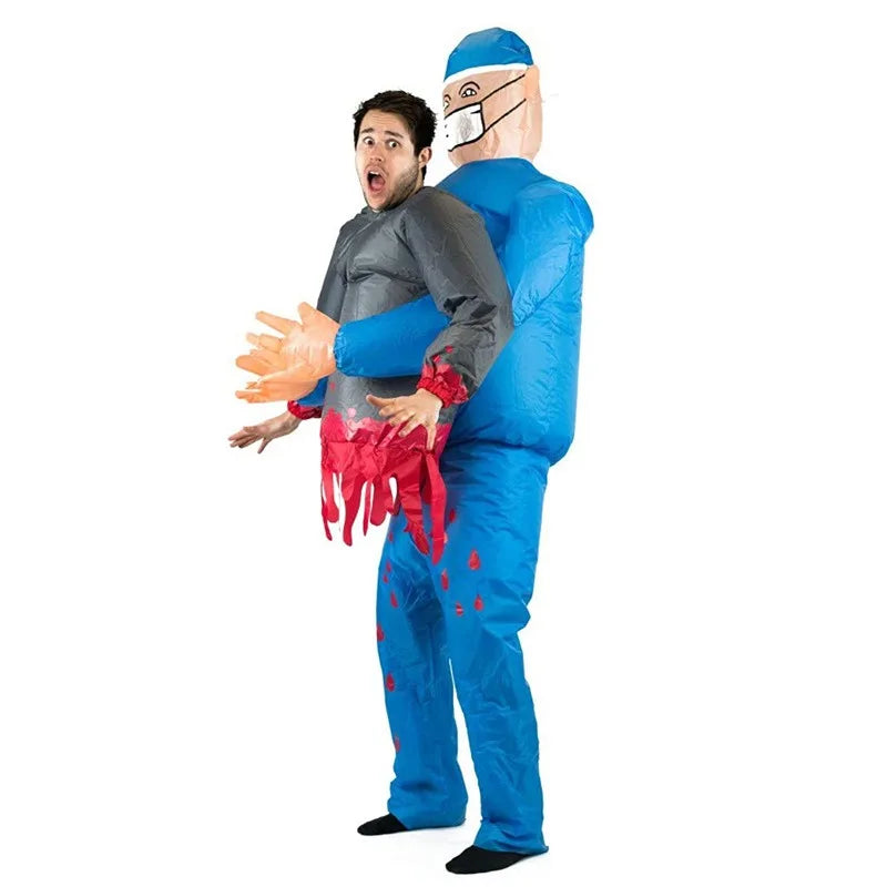 Opblaasbaar Halloween-cosplaykostuum voor volwassenen als chirurg die een patiënt draagt, voor verkleedfeesten 2026