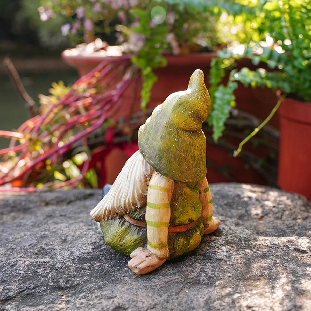 Statua gnomo da giardino in resina decorazione esterna primavera 2026 idea regalo per vasi e mini paesaggi