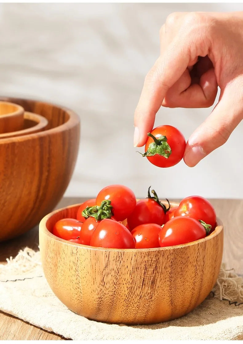 Akacie Træskål Japansk Stil Salatskål Ramadan