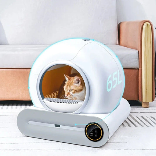 Cat Litter Box 65L Large Space Smart WiFi Auto Clean Enclosed Pet Toilet 9L Waste Bin TikTok Viral Fall 2025 Gift