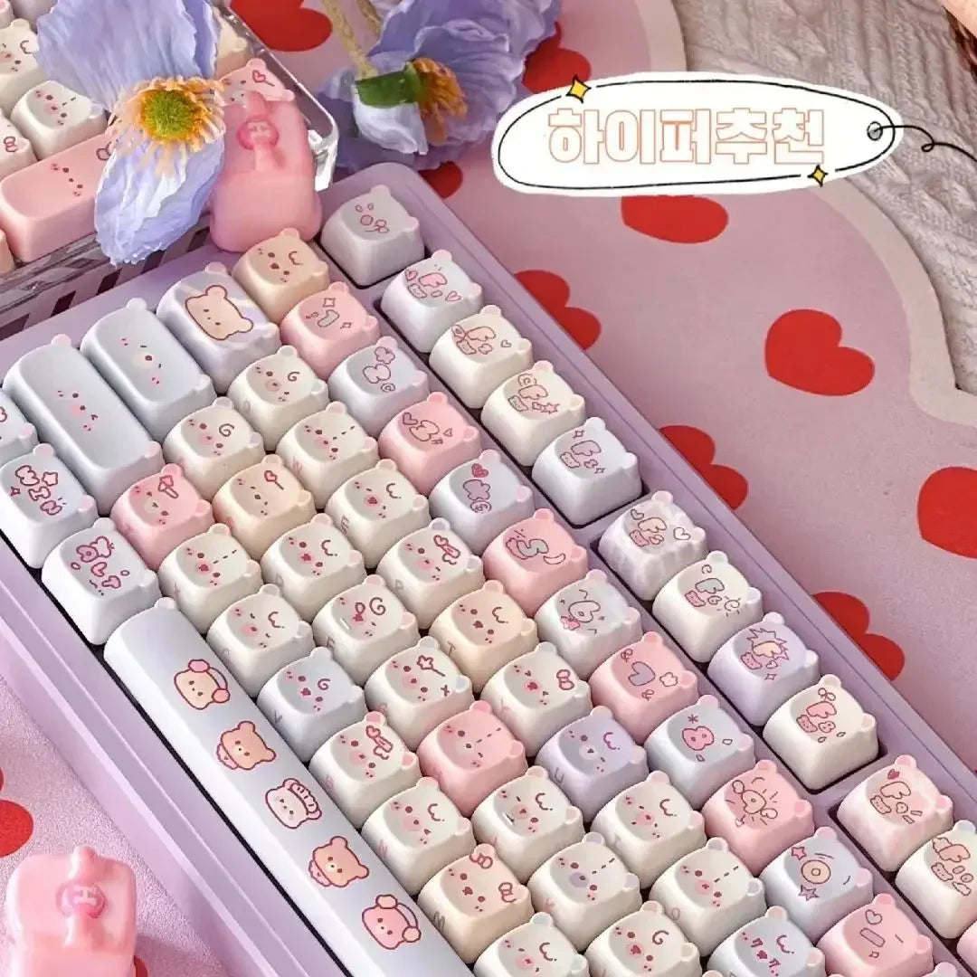 Keycaps PBT Kat Keycap Sæt Alice Layout 2.25U 2.75U Pastel Mekanisk Tastatur TikTok Viral Efterår 2025 Sød Skrivebords Gave