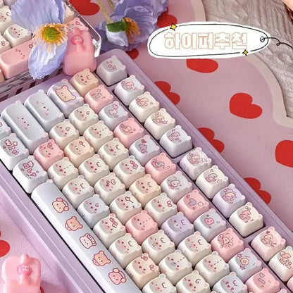 Keycaps PBT Kat Keycap Sæt Alice Layout 2.25U 2.75U Pastel Mekanisk Tastatur TikTok Viral Efterår 2025 Sød Skrivebords Gave