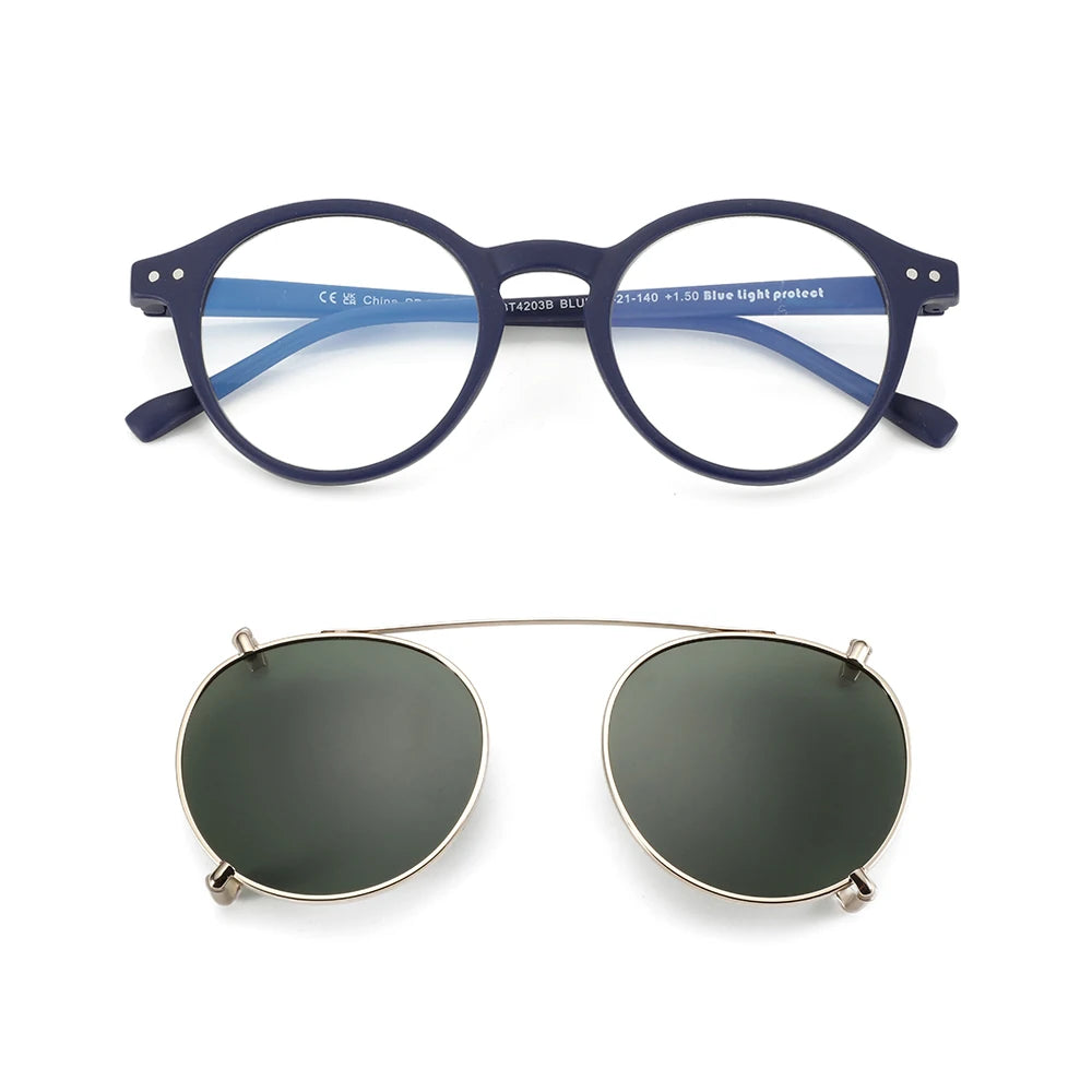Clip-On Zonnebril Retro Ronde Monturen Anti Blauw Licht Polariserende Clip-Ons Zomer 2026