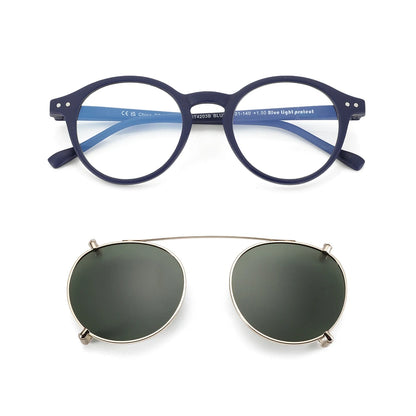 Clip-On Zonnebril Retro Ronde Monturen Anti Blauw Licht Polariserende Clip-Ons Zomer 2026