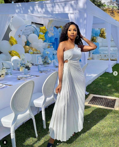 Elegant White Satin Midi Dress for Women, Timeless Design for Parties and Special Occasions-6