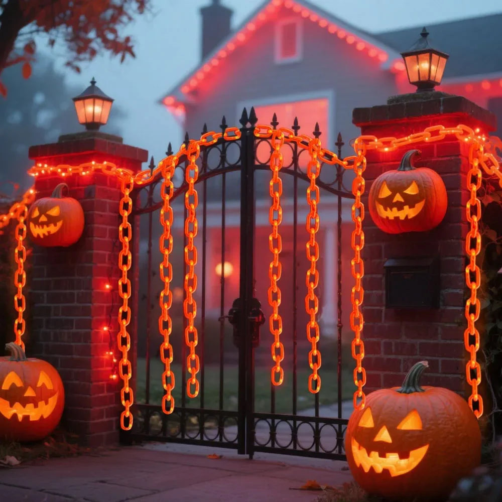 Halloween-plastic lichtslinger met ketting en 8 lichtstanden, skelet en hond, griezelige buitendecoratie 2026