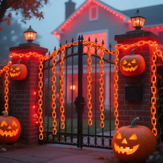 Guirlande lumineuse d'Halloween en chaîne plastique avec 8 modes d'éclairage, chien squelette, décoration extérieure inquiétante 2026