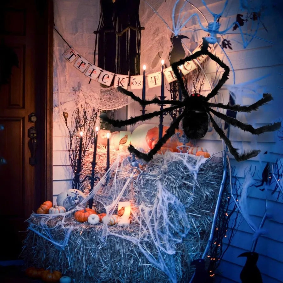 Enorme stoffen Halloween-spin voor binnen en buiten, tuin-, veranda- en spookhuisdecoratie 2026