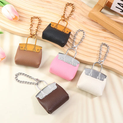 1+1 Free Birkin Inspired Mini Hand Bag - Small Bag Charm Keychain with Metal Chain