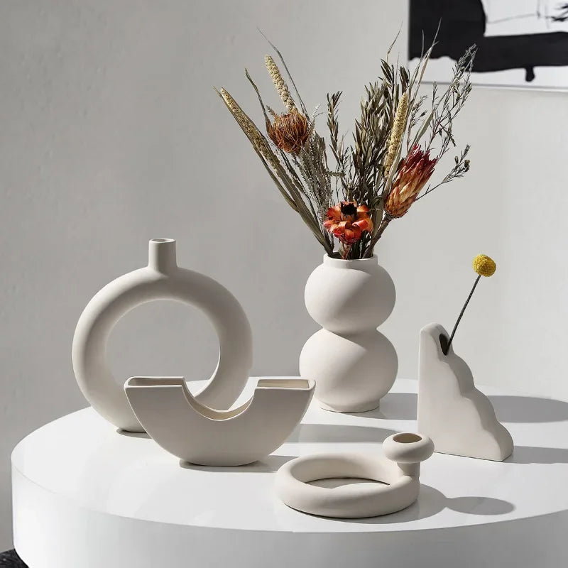 Keramisk vase embryo skulpturell bordvase nordisk minimalistisk hjemmeinnredning høst 2025 ideell for tørket blomstervisning