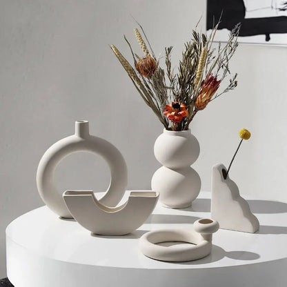 Keramisk vase embryo skulpturell bordvase nordisk minimalistisk hjemmeinnredning høst 2025 ideell for tørket blomstervisning