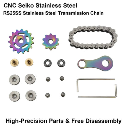 Fidget Spinner Metal Chain Gear EDC Rainbow Focus Toy