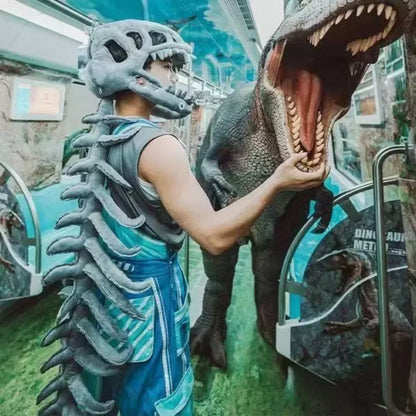 Costume de dinosaure Tête en peluche squelette Halloween 2025