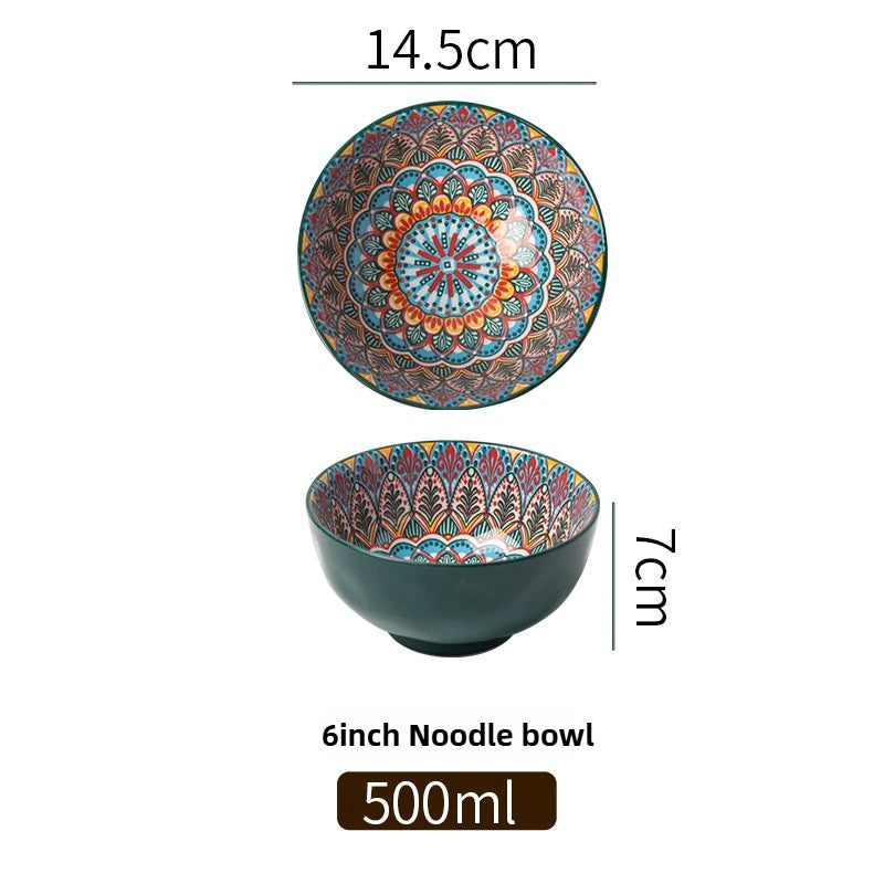 Boheme keramisk riskål retro nudelskål køkkengave