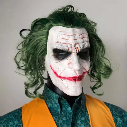 Latex cosplaymasker van de Joker-clown met groene haarpruik voor volwassenen, Halloween-kostuumrekwisiet 2026