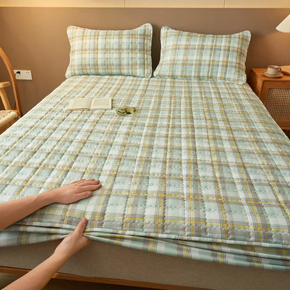 Protège-matelas matelassé à carreaux housse respirante antibactérienne literie automne 2025 sommeil frais