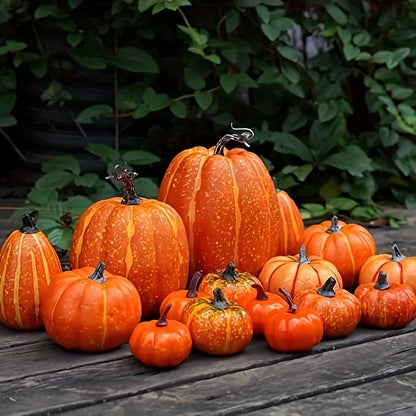 7-Piece Foam Plastic Artificial Pumpkin Set Orange Halloween Harvest Festival Home Table Decor 2026