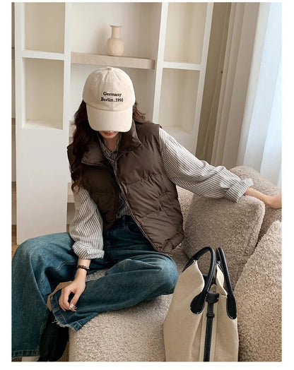 Lightweight Women's Down Vest - Cropped Boxy, Duck Fill