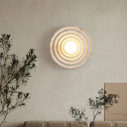 Japandi Wabi Sabi Round Wall Sconce Japanese Minimal LED Light