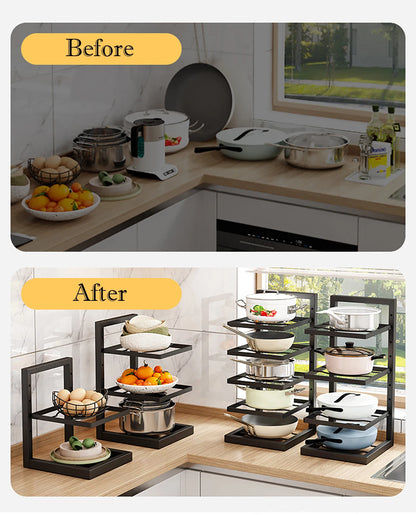 Adjustable Pot Rack Stainless Steel Multi Layer Organizer