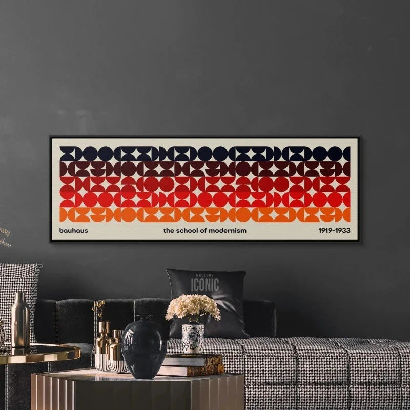 Mid Century Modern Panoramic Canvas Print Bauhaus Unframed