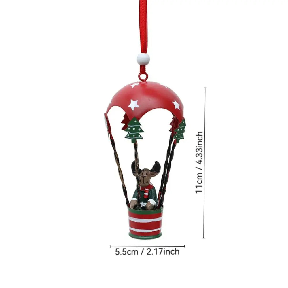 Creative Santa Claus Hot Air Balloon Christmas Pendant - 5.5cm Iron Art Ornament for Holiday Decor and New Year Celebrations