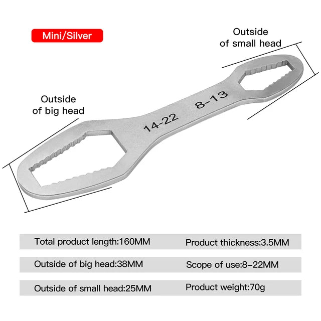 Adjustable Torx Wrench Tool Set - 8-22mm Double-Head Spanner for Home Tools and Repairs