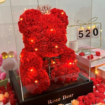 Oso de Rosa Eterna con Luces LED Regalo Decoración 2026 Día de la Madre Día de San Valentín Regalo a Punto