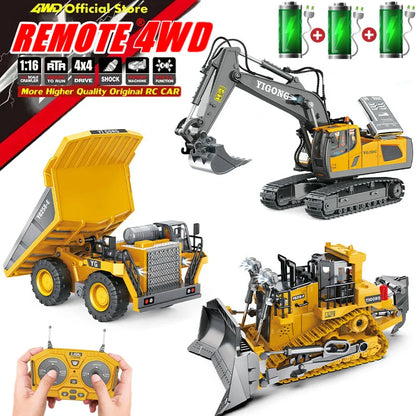 Remote Control Excavator Toy 4x4 Durable Alloy Construction Vehicle TikTok Viral Fall 2025 Kids Gift