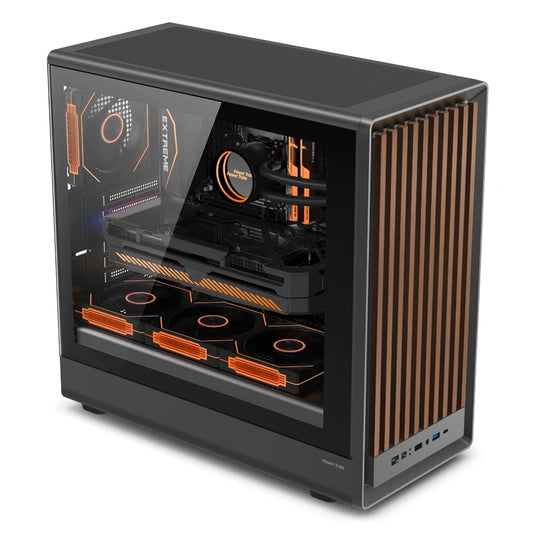 Boîtier PC MATX Panneau en bois Verre trempé Port Type C
