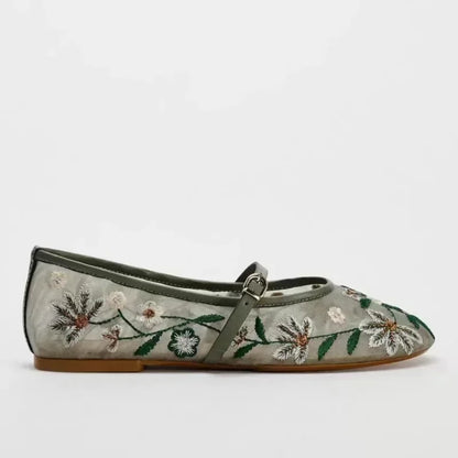 Breathable Womens Ballet Flats - Mary Jane, Mesh, Summer