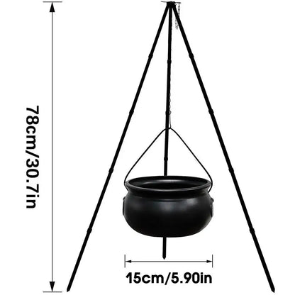 Caldero grande de brujas con trípode y luces LED verdes en cadena para exteriores Decoración espeluznante para fiesta de Halloween 2025