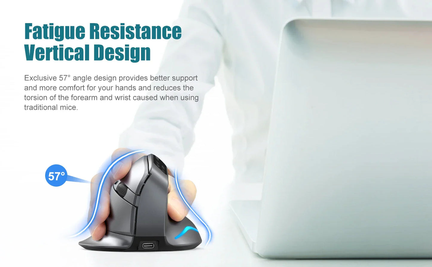 Bluetooth Vertical Ergonomic Mouse With OLED Screen