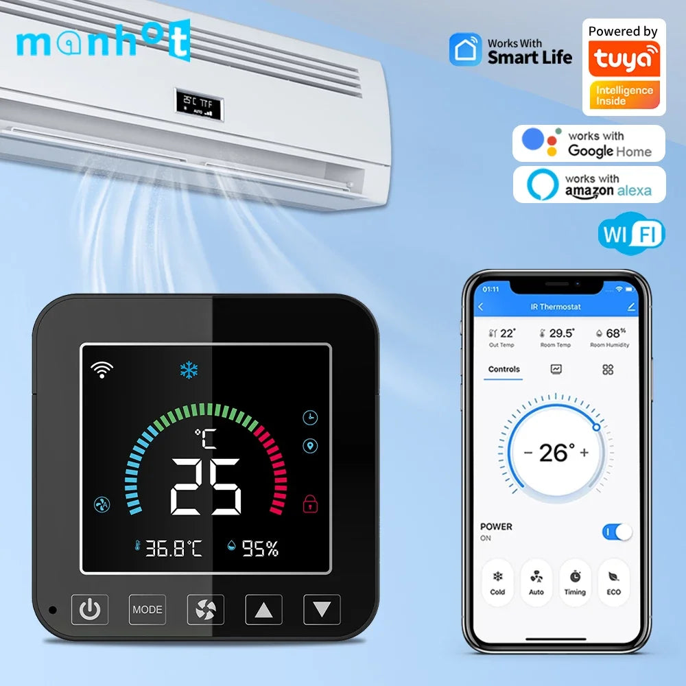 Slimme thermostaat WiFi infraroodcontroller voor airconditioner temperatuur- en vochtigheidsmonitor herfst 2025 huisautomatisering