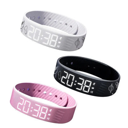 LED Digital Alarm Clock Bracelet Wristband Pedometer Waterproof Vibrating Alarm Summer 2026 Gift