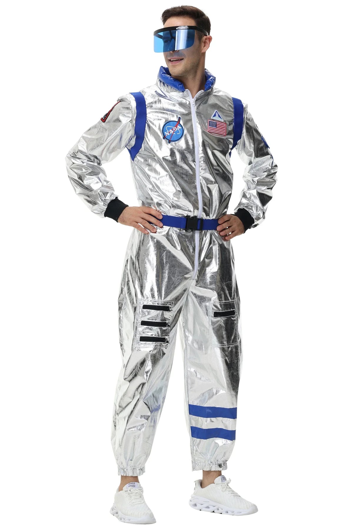 Zilverkleurig astronautenruimtepak voor volwassenen, jumpsuit voor koppels, cosplay voor Halloween, carnaval en verkleedfeesten 2026