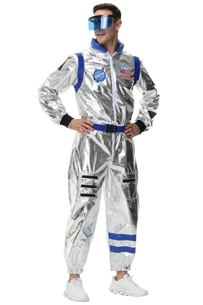 Zilverkleurig astronautenruimtepak voor volwassenen, jumpsuit voor koppels, cosplay voor Halloween, carnaval en verkleedfeesten 2026