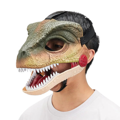 Dinosaurmaske med bevegelig kjeve cosplay-rekvisitt Halloween 2025