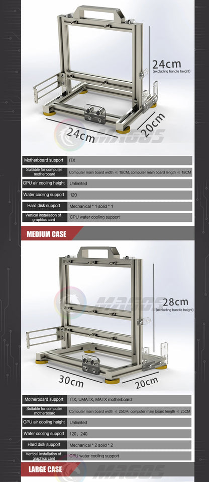 Boîtier PC Open Frame Modulaire ATX MATX ITX Aluminium Rack