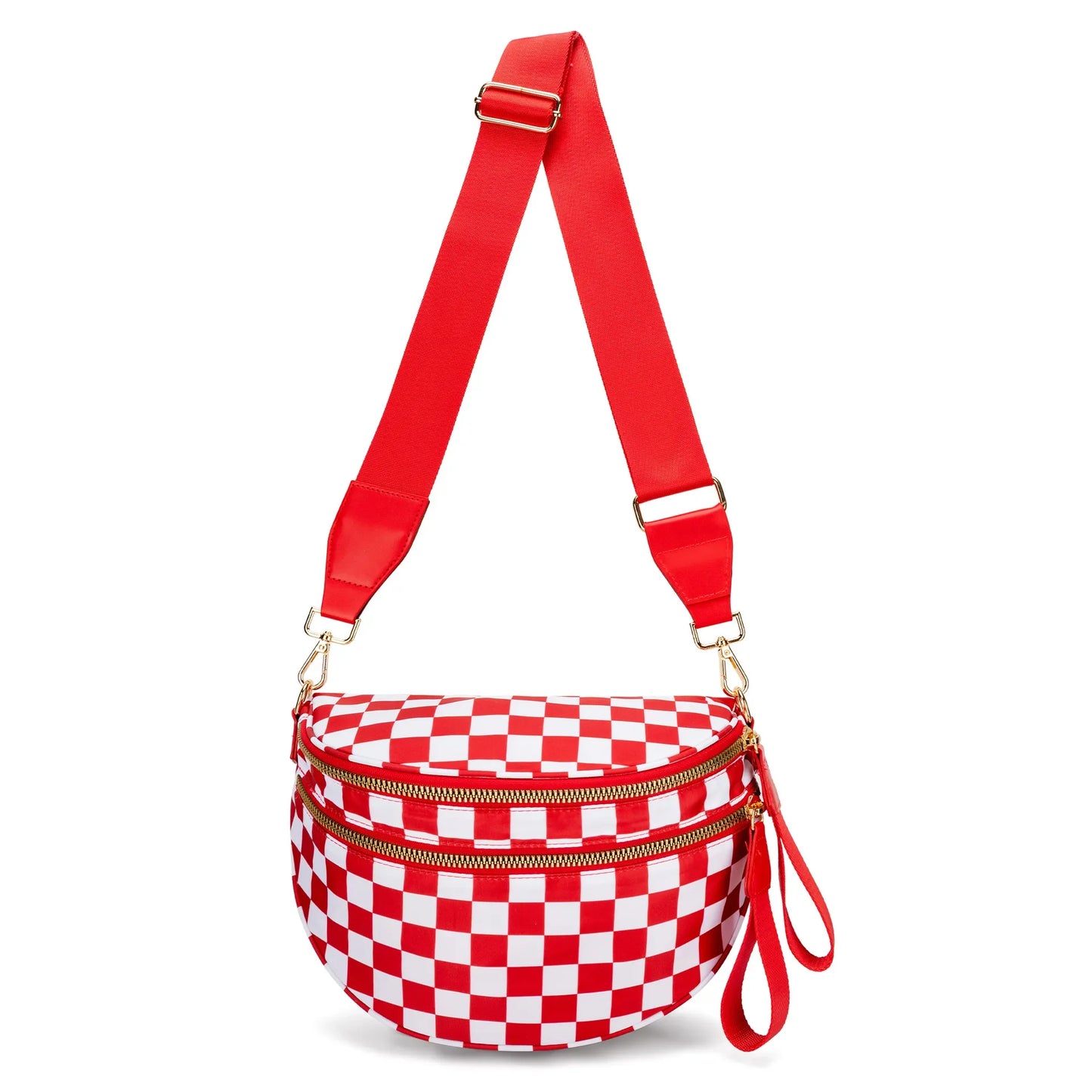 Casual women's checkered fanny pack – large capacity bum bag, adjustable crossbody mommy travel bag