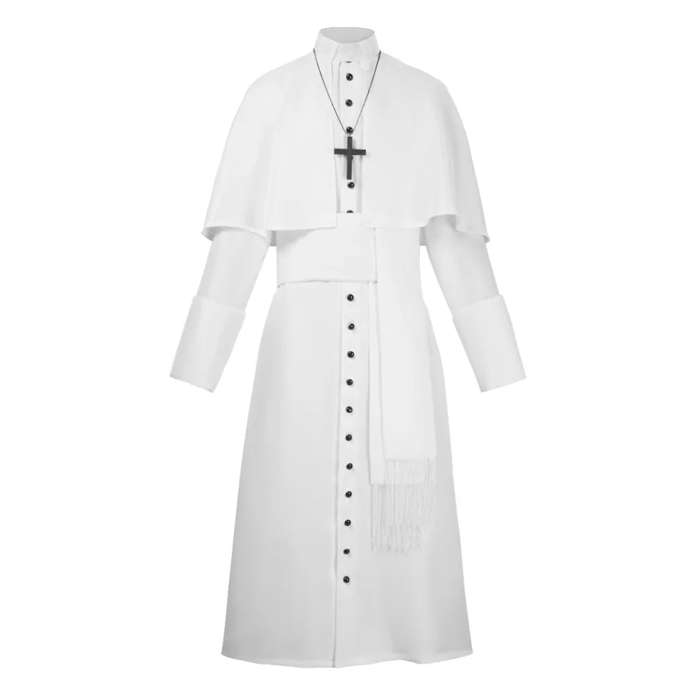 Middeleeuws katholiek priesterkostuum, pauselijke geestelijke, kazuifel-cosplaykostuum voor mannen, Halloween 2026