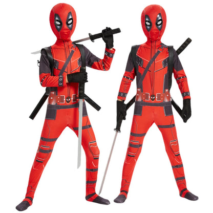 Deadpool-superhelte-cosplay-jumpsuit til børn med maske, komplet sæt til halloween og fødselsdagsgave 2026