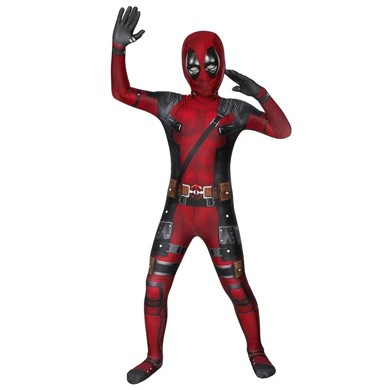 Deadpool-superhelte-cosplay-jumpsuit til børn med maske, komplet sæt til halloween og fødselsdagsgave 2026