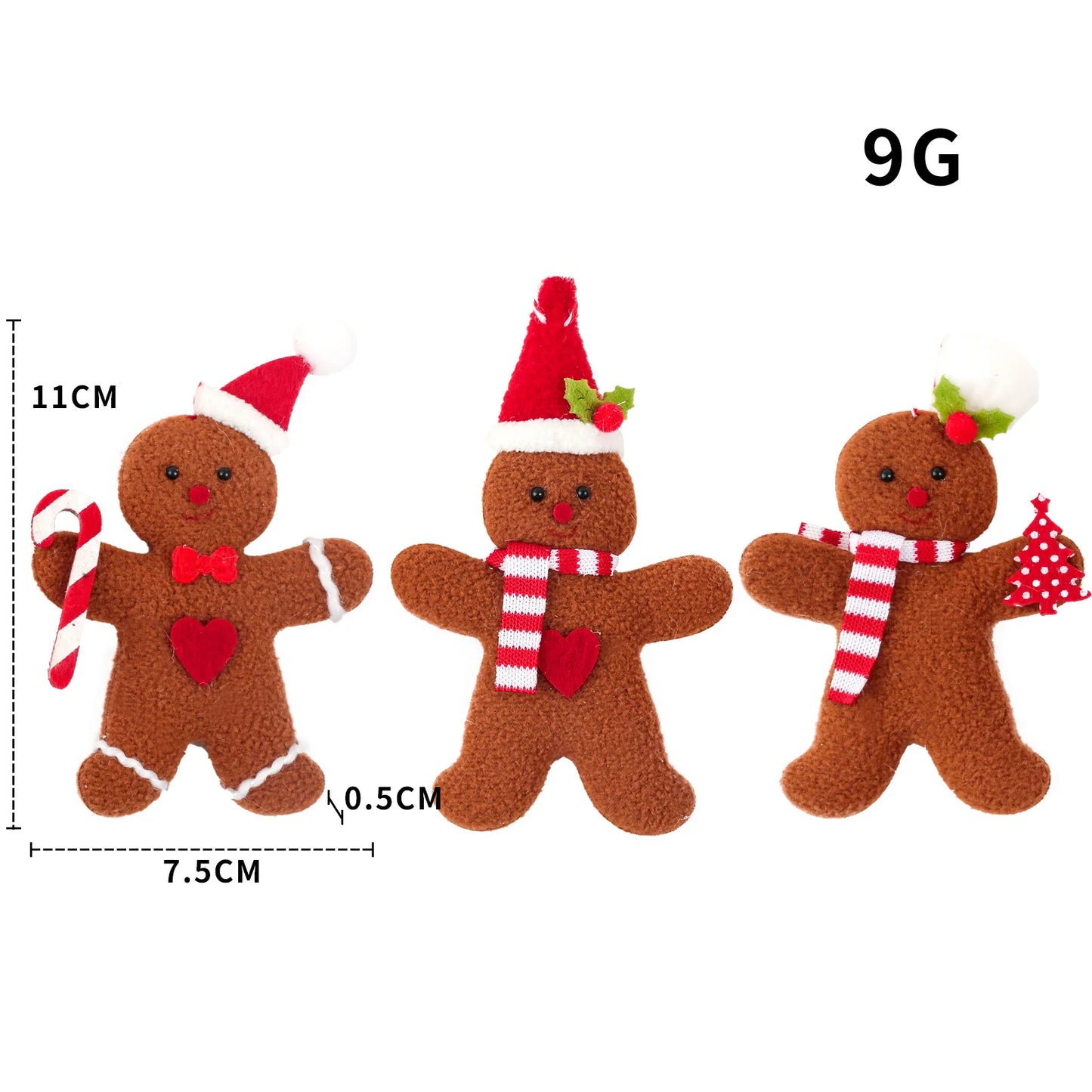 Gingerbread Man Hanging Ornaments - 3PC Christmas Tree Decor, New Year 2024 Gifts for Kids, Festive Garden Party Accents