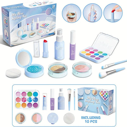 Kids Makeup Kit - Toy Makeup Set For Pretend Play, 10-Piece Non-Toxic, No Liquid, Fall 2025 Gift