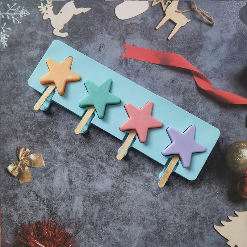 Molde de silicona para helados en forma de estrella, herramienta multiusos para hornear helados, chocolate, gelatina y cake pops