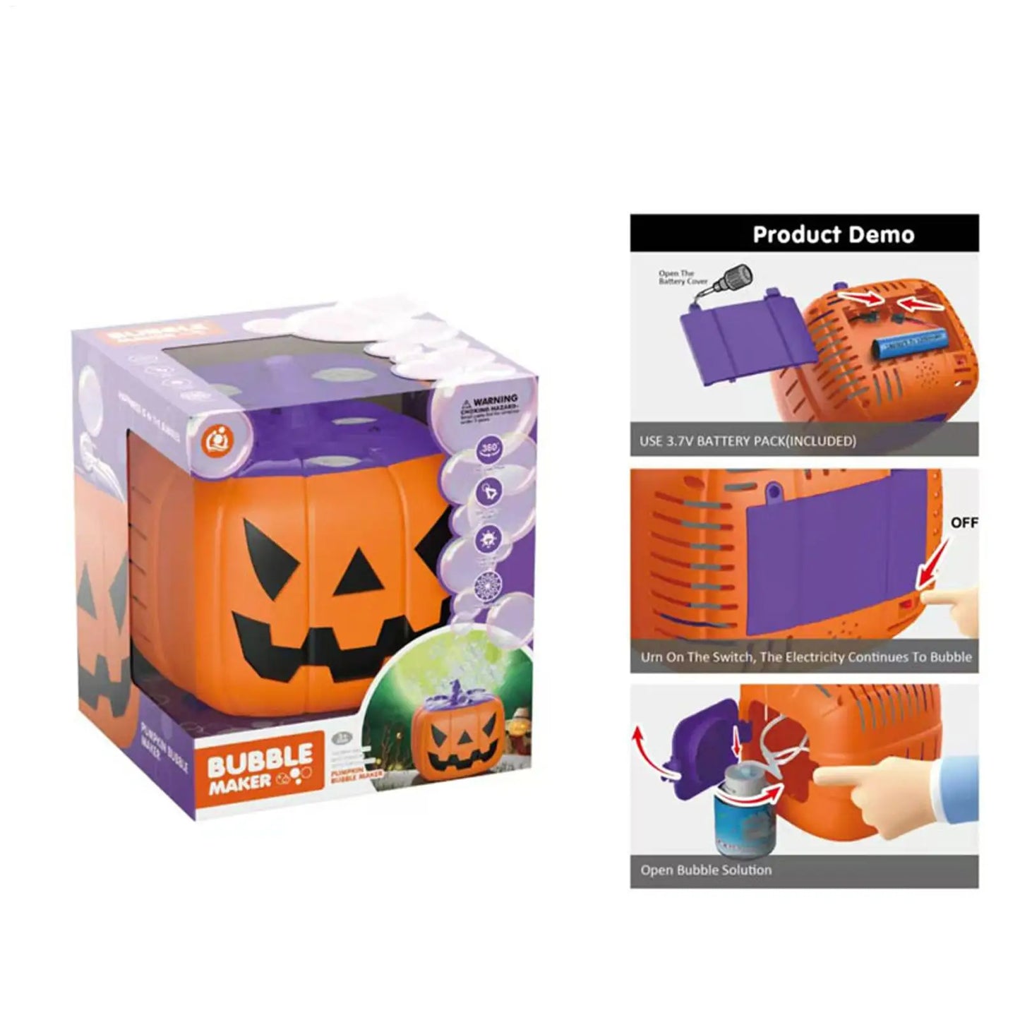 Pumpkin Bubble Machine Halloween 2025 With Lights Sound