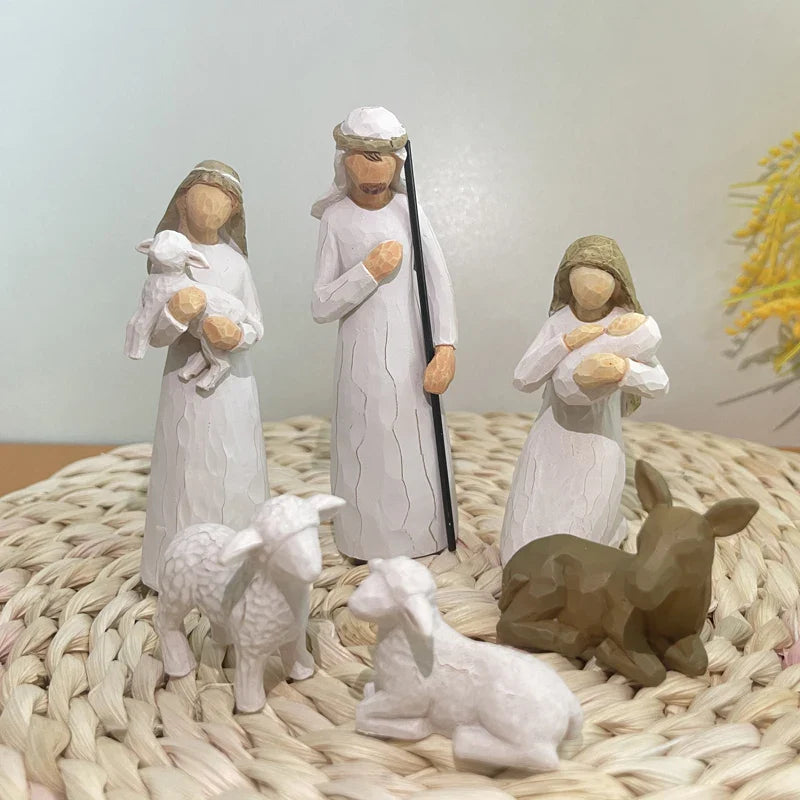 Nativity Figurine Set - Hand-Painted Resin Nativity Scene, Christmas Decor 2025 Gift Idea
